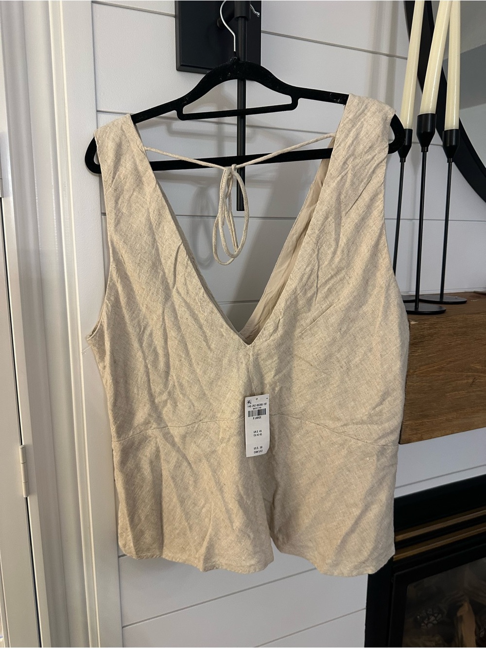 Abercrombie & Fitch Cream V-Neck Tie-Back Tank